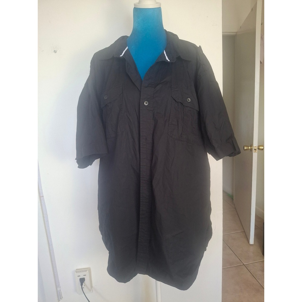 Kenneth Cole Reaction Mens 3X Black Short Sleeve Button Down Shirt XNXC73BLK
